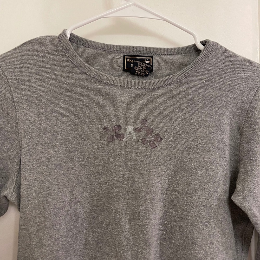 Vintage‎ Abercrombie Y2K Gray T Shirt Ling Sleeve Grunge Streetwear Beachy